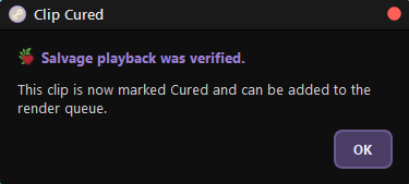 Clip Cured confirmation