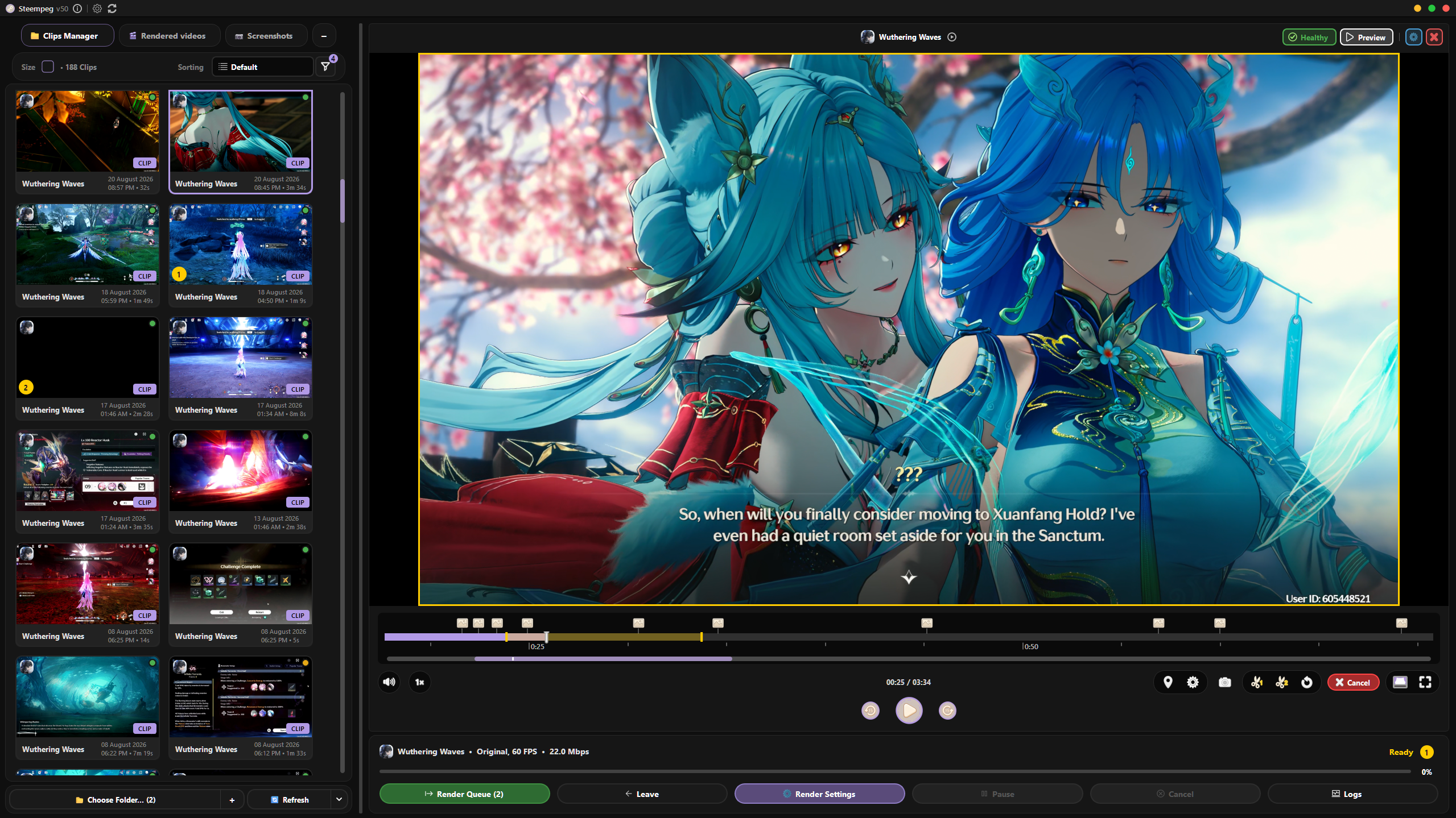 Markers and render queue